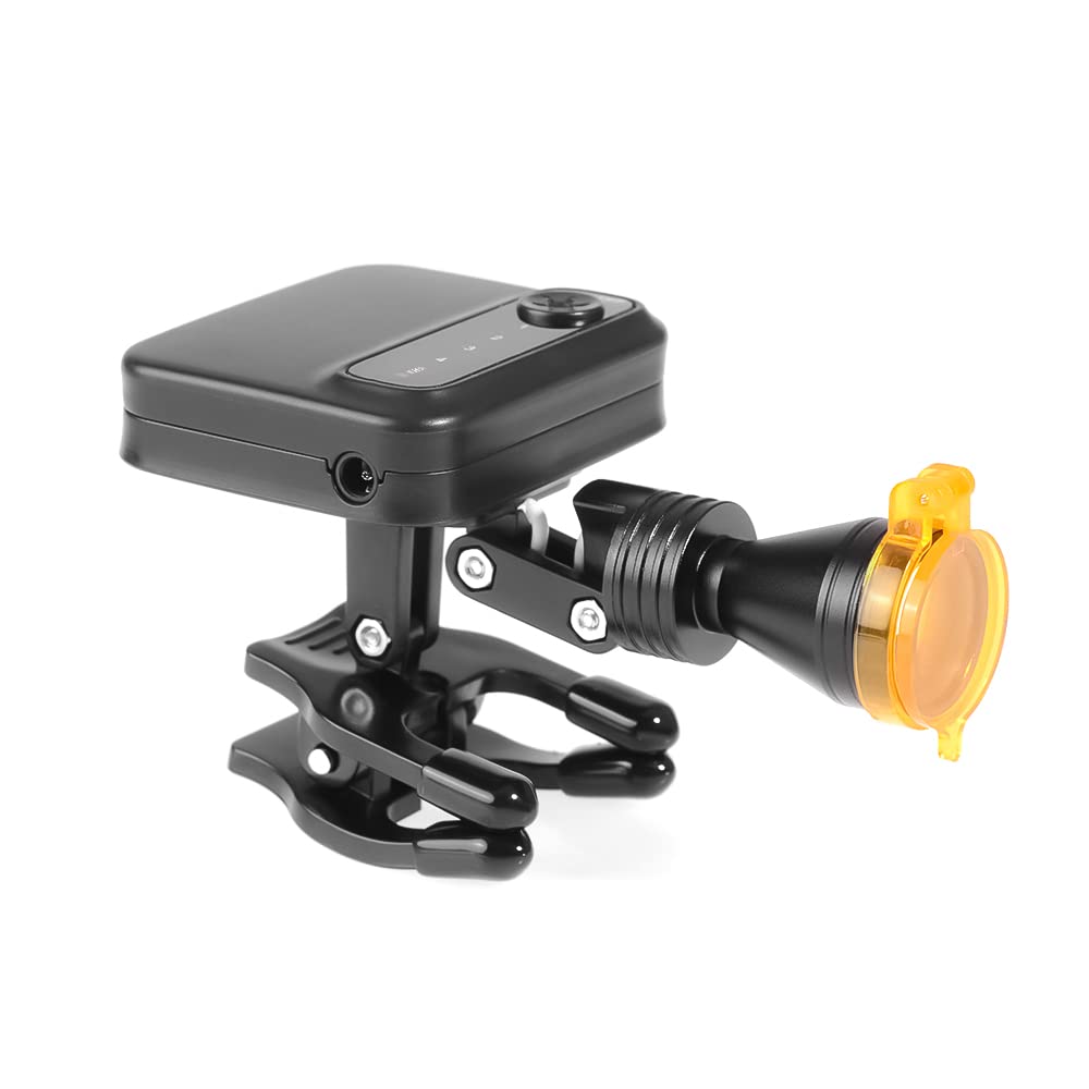 Faretto LED da 5 W, con clip, senza fili, luminosità regolabile, due batterie per lenti d'ingrandimento, nero e bianco (nero)