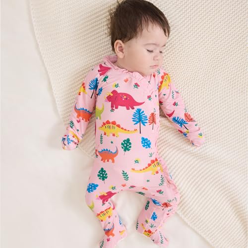 Newborn Baby Clothes with Viscose from Bamboo, Ruffle Button Footie Outfit Long Sleeves Jumpsuit for Boy and Girl2