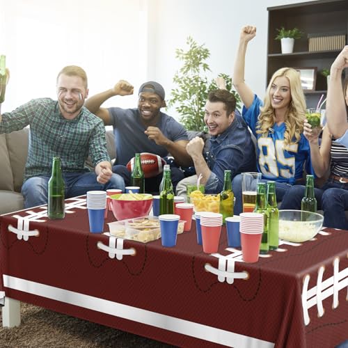 Football Party Decorations 3 Pack Football Disposable Tablecloth Plastic Touchdown Table Cover Football Tablecloth for Birthday Party Football Theme Party Games Sports Party Decorations 54 X 108 in - Image 4