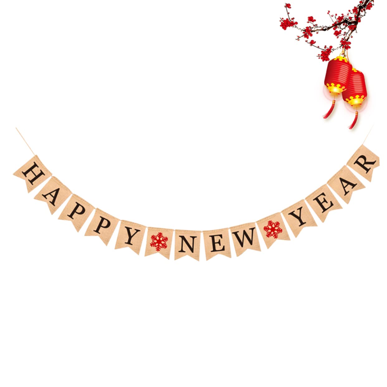 MAGICLULU 3 Pz striscione di felice anno striscione appeso in juta arredamento retrò happy new year buon anno ghirlanda bandiera della tela da imballaggio dell'annata stamina festiva