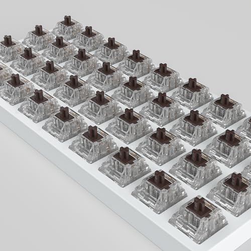 Image of Zhouwang 90 Pcs Crystal Brown Tactile Mechanical Keyboard Switches Kit | Pre-Lubed Hot-swap Switches,Solid rebound /Responsive 3 Pin Office Typing Feedback /Smooth feel for Mechanical Gaming Keyboards