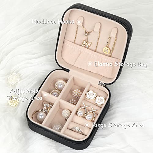 MFXIP Travel Jewelry Case Small Jewelry Box Jewelry Organizer Storage Case Portable PU Leather Mini Jewelry Travel Case for Girls Womens Earring, Necklace, Rings,Bracelets - Image 3