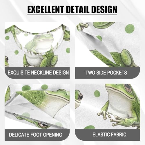 Pajama Short Sets Frog Pattern Polka Background Soft Cotton Summer Sleepwear 2 Piece PJS Size 5-14T3