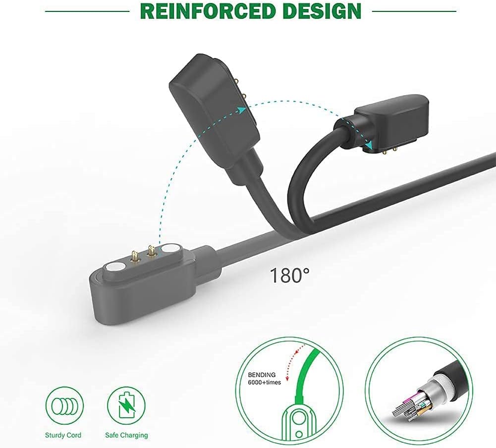 Diagram illustrating the reinforced design of the E ECSEM charging cable, showing its flexibility and durability against bending.