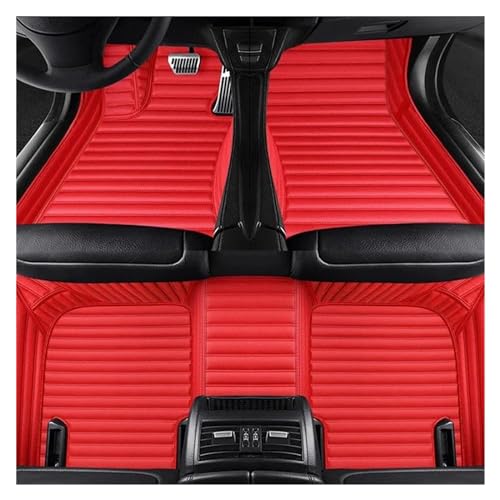 Alfombra Piso Coche Alfombrillas De Cuero con Rayas 5D Personalizadas para Coche para VW para Touareg 2019 2020 2021 2022 2023 Accesorios Interiores Alfombra Alfombrillas(Red 5 Seats)