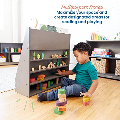 Image of ECR4Kids Streamline Double-Sided Book Display, Classroom Bookshelf, Grey Wash