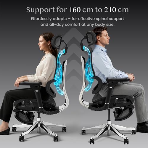 Sedia Ergonomica da Ufficio Gaming ErgoX Max, Poggiatesta 4D, Braccioli 5D, Schienale e Supporto Lombare Integrati, Portata 300 kg, Nero - Sedia gaming - Immagine 4