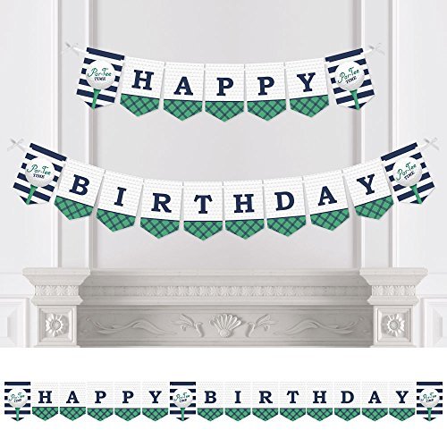 Big Dot of Happiness - Par-Tee Time - Golf - Birthday Party Bunting Banner - Golf Party Decorations - Happy Birthday