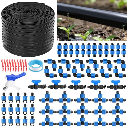 500FT 5/8 Drip Tape Irrigation Kit Kalolary Drip Tape with 6 Hole Spacing Includes Drip System Parts for Efficient Garden Farm Lawn and Greenhouse Watering System