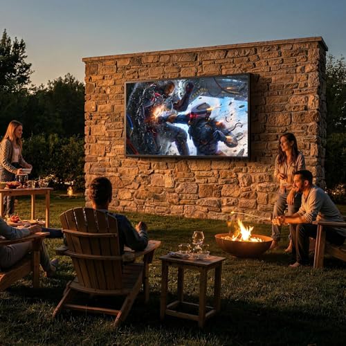 Image of 55'' Outdoor TV 4K UHD Smart Television, 2500 Nits Ultra Bright All-Weather TV, IP55 Android TV with Dolby Atmos, WiFi & Bluetooth, Screen Mirroring, HDMI for Patio Backyard