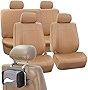 FH GROUP Car Seat Covers PU Leather Seat Covers Full Set with Gift – Universal Fit for Cars Trucks & SUVs (Tan) PU001114