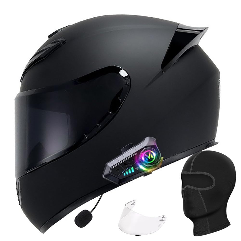 Casque Moto Intégral Bluetooth SYEBVTQ - Certifié ECE - Casque Scooter Respirant Avec Visière Double - Homme Femme