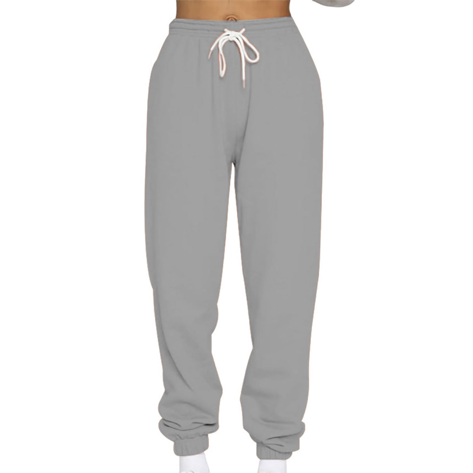 Womens Sweatpants High Waist Pants Cinch Bottom Joggers Lightweight Workout Athletic Fitness Trousers Activewear Dark Gray