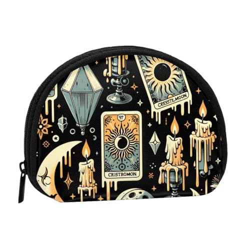 Portable Coin Purse Tarot-Cards-Halloween Mini Zippered Money Pouch Card Holder