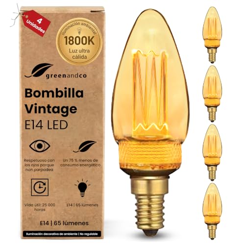 Bombillas LED E14 C35 vintage de luz extra cálida para ambiente acogedor