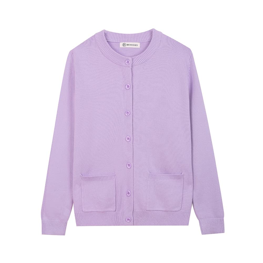 B BIMOZI Women Thick Button Down Cardigan Sweaters Crew Neck Medium Weight Long Sleeve