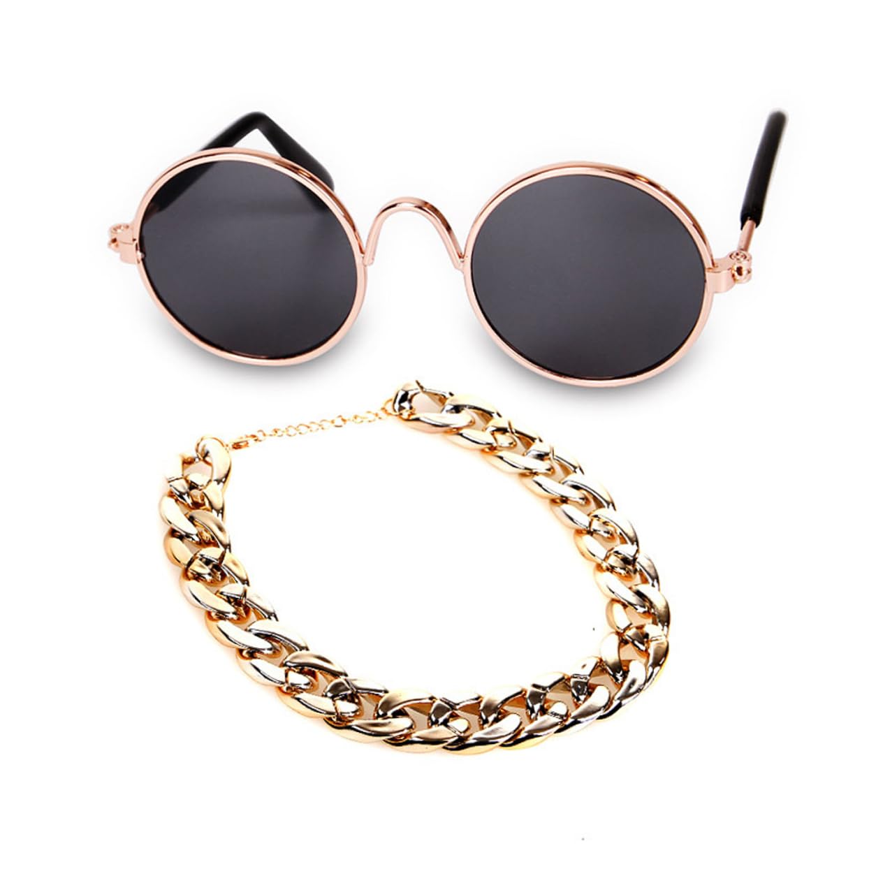 INOOMP Gold Pet Necklace Chain for Small Dog Fashion Cat Pendant Jewelry Photo Props Pet Birthday Party Costumes