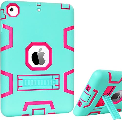 iPad Mini Case,iPad Mini 2 Case,iPad Mini 3 Case,iPad Mini Retina Case,BENTOBEN[Kickstand Feature],Shock-Absorption/High Impact Resistant Hybrid Three Layer Protective Case Cover Mint Green&Rose Red