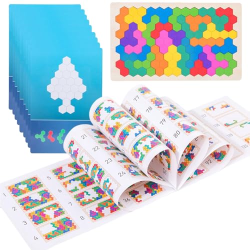 MagiDeal Hölzernes Sechseck-Puzzle-Herausforderungsspiel, Fantasie-Lernspielzeug, Hexagon-Puzzle, Kinder, Kinder