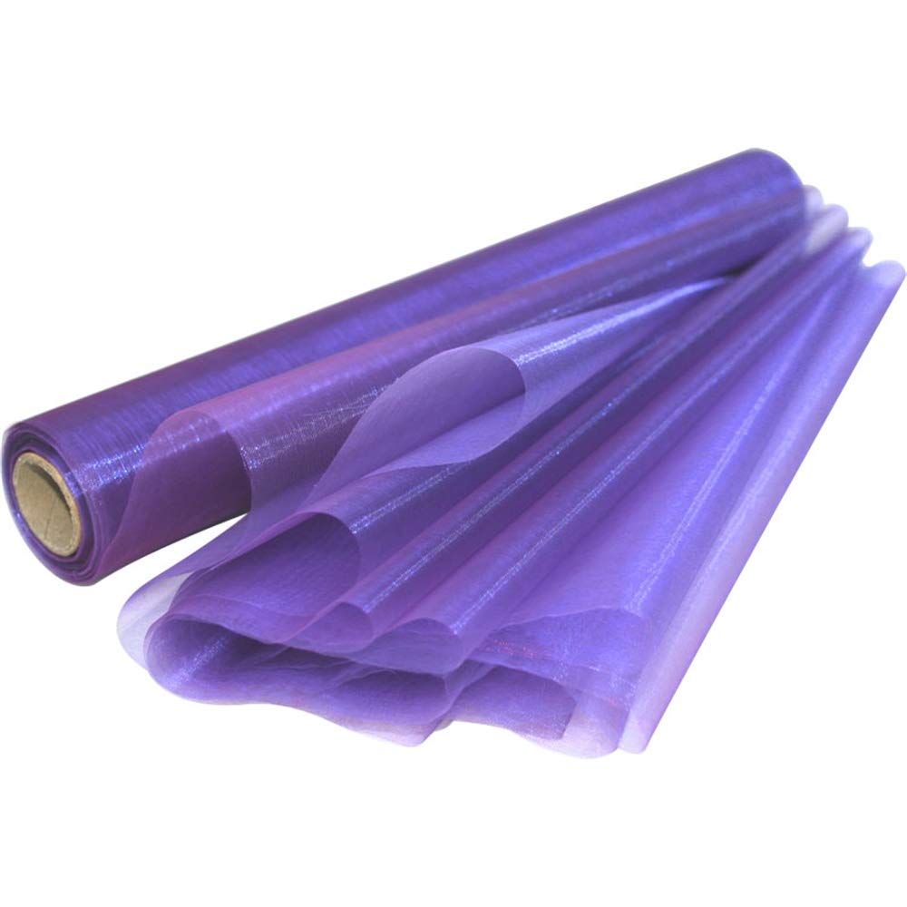 Time to Sparkle 5PCS 26M x 29cm Sheer Organza Roll Sash Fabric Table Runner Sashes Chair Cover Bows Swags Wedding Party (Purple Majesty)