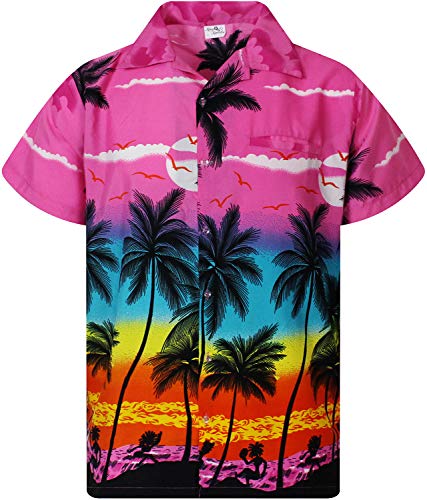 King Kameha Funky Chemise Hawaienne, Beach, Eclectic Pink, S