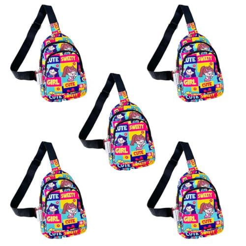 Image of Cots and Cuddles 5pc Cute Girl Print Colourful Cross body Bags for Boys and Girls Kids School, Picnic, Return Gifts, Office