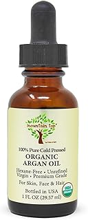 MOUNTAIN TOP Argan Oil USDA Organic 100% Pure Cold Pressed Unrefined - Premium Grade Pure Moisturizer for Dry & Damaged Skin, Hair, Face, Body, Scalp & Nails