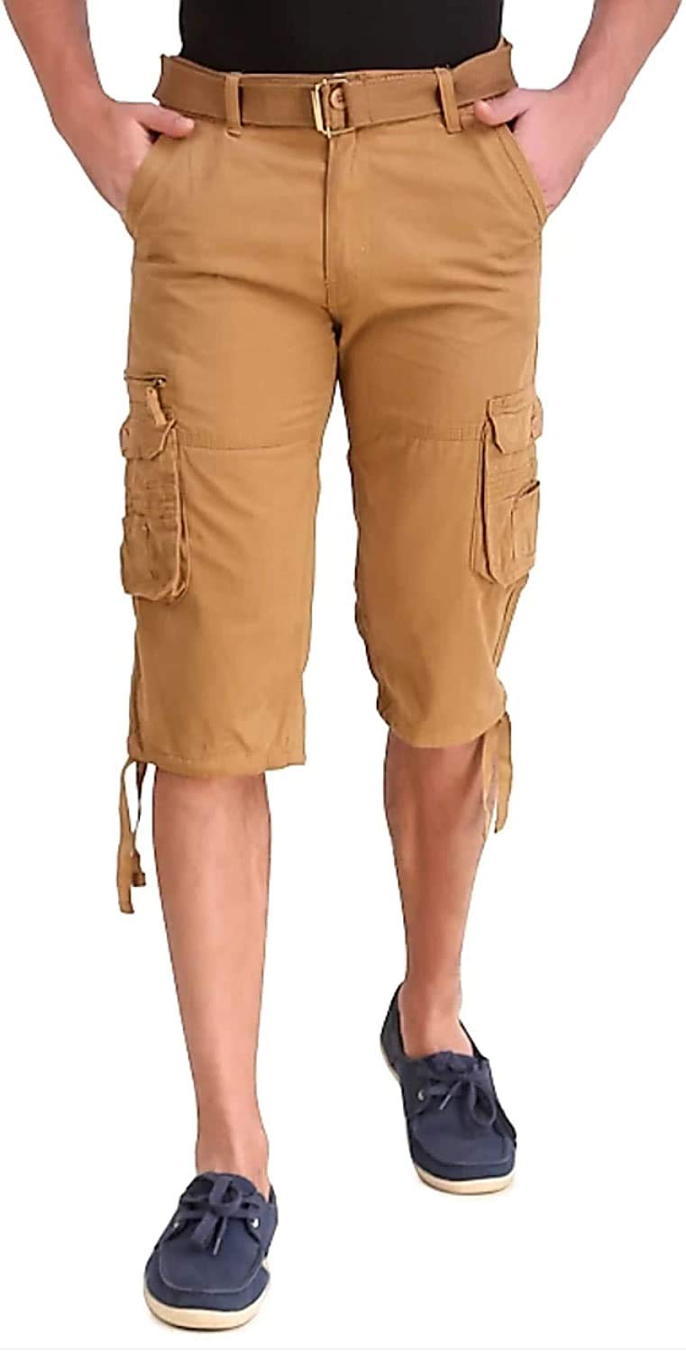 magic Stylish and Trendy Cotton Cargo 6 Pockets 3/4 Capry for Men's & Boy's (Beige)-picture-54