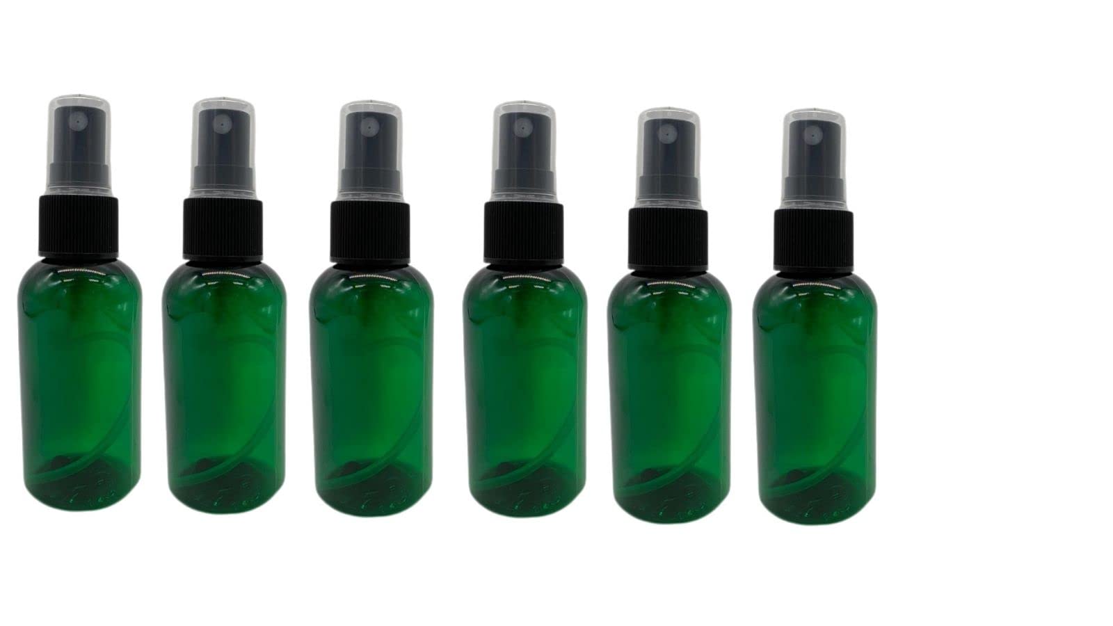 Natural Farms2 oz Green Boston Bottles - 6 Pack Black Fine Mist Sprayers