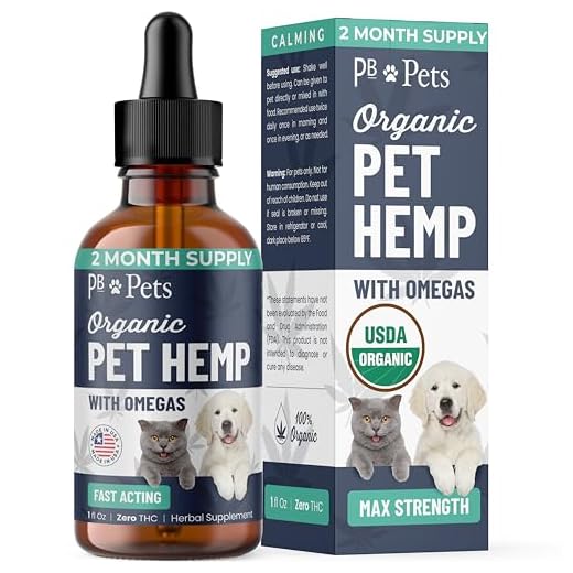 PB Pets Hemp Oil for Dogs and Cats - Organically Grown - Made in USA - Helps with Anxiety, Hip & Joint, Pain, Arthritis, and Stress - with Omega Complex (1-Pack)