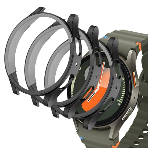 3 Piezas Funda con Protector Pantalla Compatible con Samsung Galaxy Watch 7 40mm, Protector Funda de Cristal Templado, Rígida PC Funda, Carcasa Protectora Completa, Carcasa Anti-Rasguños Protectors