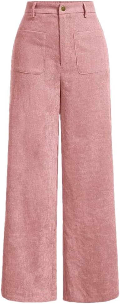 Mia Muse Women's Pants Autumn Korean Solid Color Full Length Natural Waist Wide Leg Work Pants
