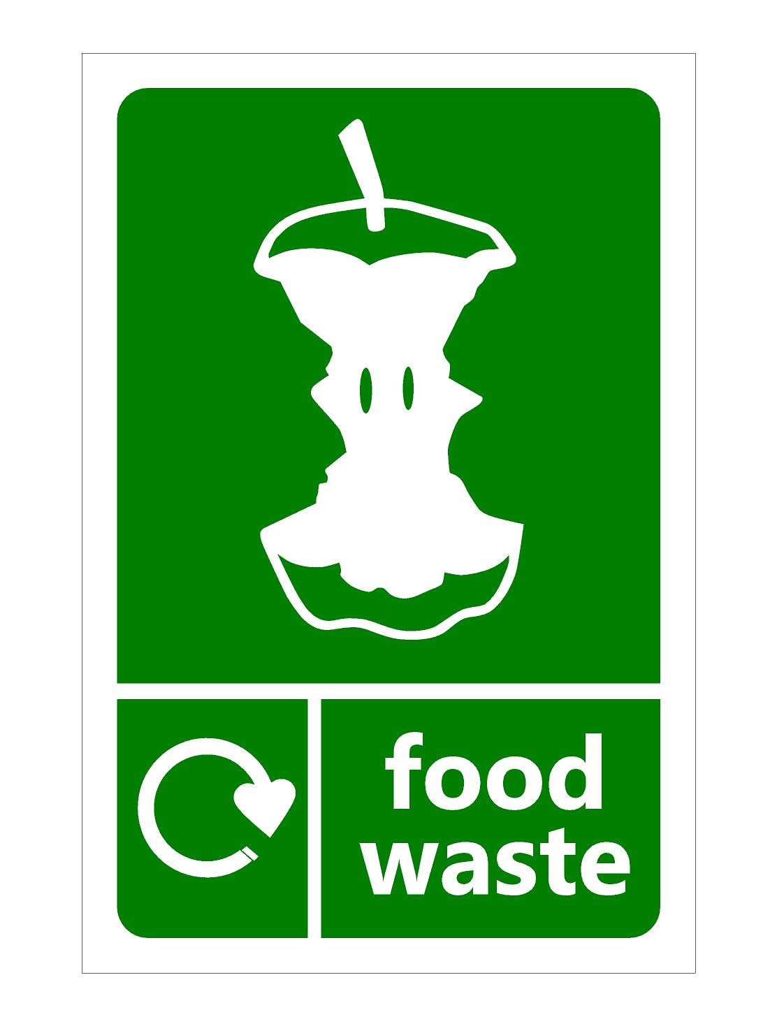 Food waste stickers Vinyl (Pack of 100) - for indoor/outdoor usage (150mm x 100mm) Viewing Distance within 3m.