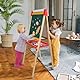 Kindertafel aus Holz mit Papierrolle Doppelseitige Whiteboard und Tafel Kinder Staffelei mit Zahlen und Anderem Zubehör für Kinder und Kleinkinder