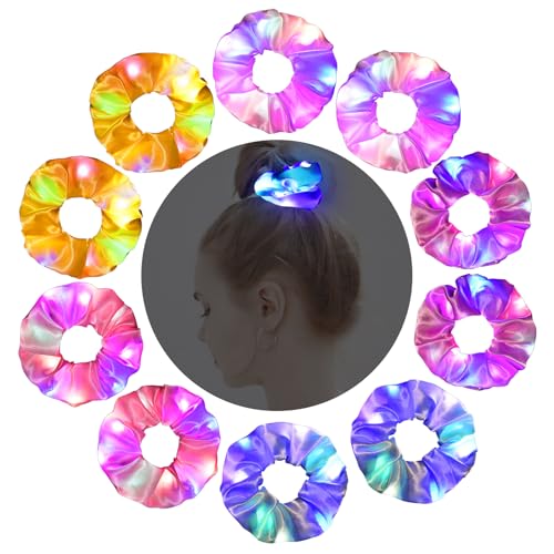 Set mit 10 Stück 5 Farben LED-Leucht-Haarschmuck Satin-Leucht-Haarschmuck für Frauen Geschenk für Mädchen Leuchtende KopfbedeckungPartydekorationen