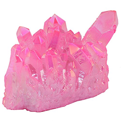 SUNYIK Hot Pink Titanium Coated Crystal Cluster Quartz Drusy Geode Gemstone Specimen 0.2-0.3lb