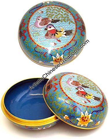 Miniatura 2 de Cloisonne Chino ArteHecha a manoCaja de cloisonne chino mandarín Patos