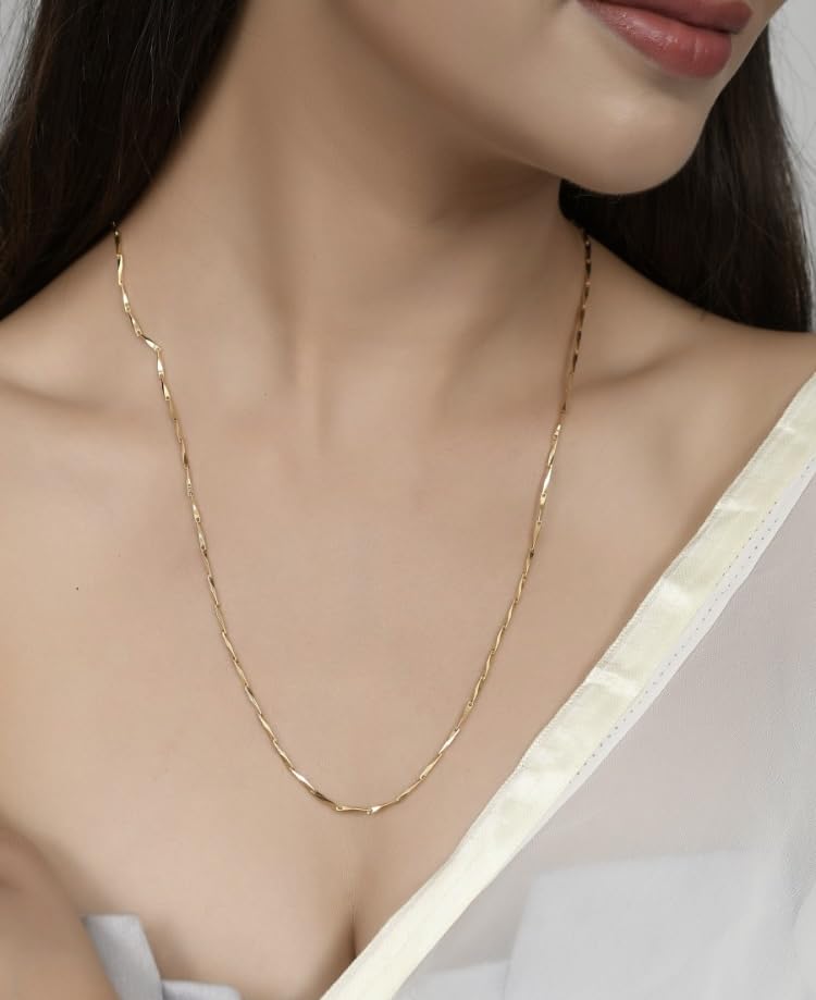 Stylish Gold Plated Metal Chain Necklace for Men, Women, Boys, Girls, Anniversary, Love Gifts, Jewellery-image-37