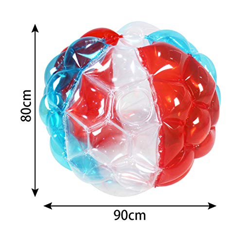 SUNSHINEMALL 2 PC Bumper Balls, Inflatable Body Bubble Ball Sumo Bumper Bopper Toys, Heavy Duty Durable PVC Vinyl Kids Adults Physical Outdoor Active Play (36inch, New red+Blue)