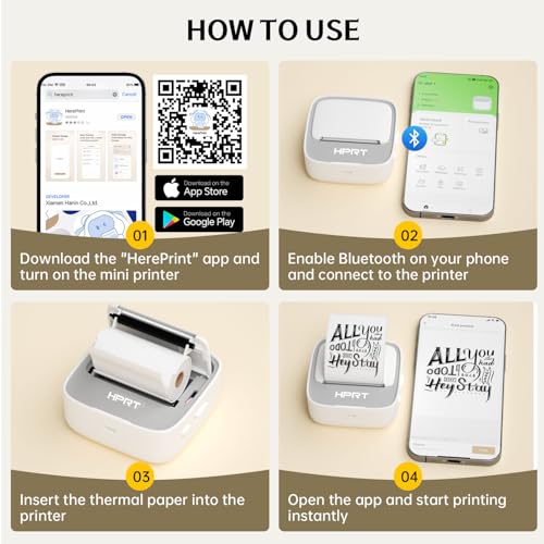 HPRT Sticker Printer, PrintPods Mini Printer, Bluetooth Portable Sticker Maker with 1 Roll Paper, Inkless Thermal Printers for iPhone, Impresora Portátil for Notes, Journal, DIY, Kids Gift — view 3