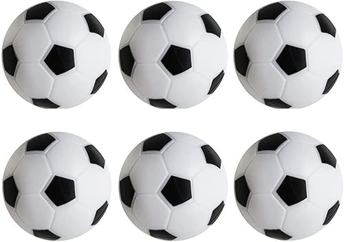 Futbolines de repuesto para mesa de futbolín, tamaño de mesa de juego de 1.417 in, color blanco y negro, paquete de 6