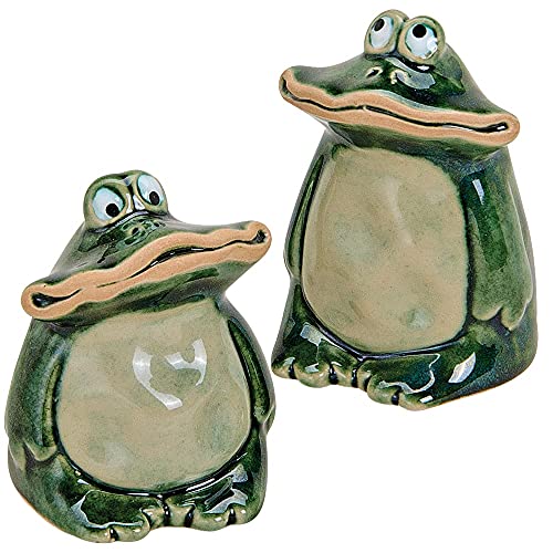 matches21 Frösche Dekofiguren Dekofrösche Keramikfiguren Breitmaulfrösche Dekoration Deko aus Keramik 2er Set sort Ø 4x6 cm