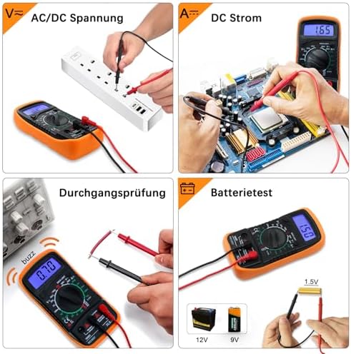 Bild 2 - Digital Multimeter Voltmeter Batterietester Spannungsprüfer Durchgangsprüfer Ohm Volt Ampere Messgerät AC/DC Spannung Strom Widerstand Diode Transistor, Großes LCD Anzeige und Hintergrundlicht