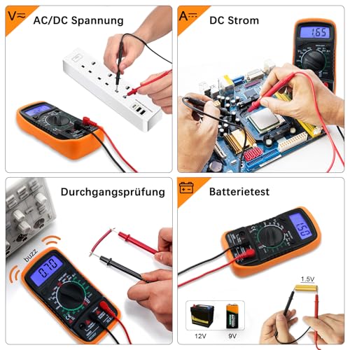 Digital Multimeter Voltmeter Batterietester Spannungsprüfer Durchgangsprüfer Ohm Volt Ampere...