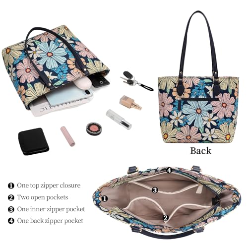 Image of Tote bags for women, tote purse, nylon tote bag, with zipper and pockets, waterproof