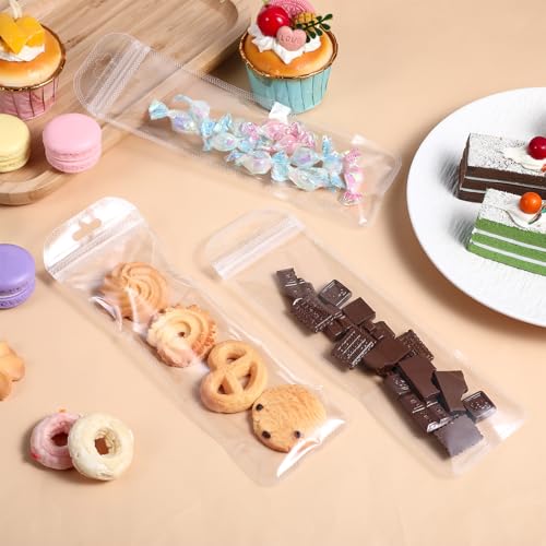Image of 100 Pieces Pen Packaging Bags Pen Bags for Packaging Clear Pen Bag for Bead Pens Resealable Zipper Pouch Bag for Packaging Lipgloss, Jewelry, Cosmetic,Candy 2.8 x 8.7 Inches