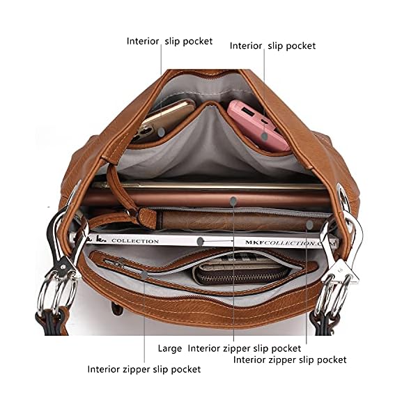 MKF-Hobo-Purses-for-Women--PU-Leather-Designer-Hobo-Shoulder-Handbag--Top-Handle-Pocketbook MKF Collection Hobo Purses for Women,Vegan Leather Handbag Slouchy Womens Shoulder bag – Fashion Top Handle Pocketbook