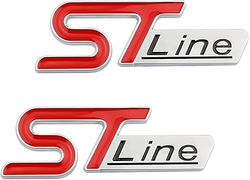 Miniatura 2 de 2 calcomanías adhesivas de metal 3D para cajuela, emblema de línea ST, repuesto para camión, automóvil, SUV (rojo, negro y plateado)