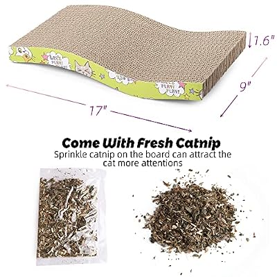 PrimePets Cat Scratchers Cardboard, Curved Shape Cat Scratch Pad, Cat Scratching, Corrugated Board Reversible with Catnip for Indoor Cats