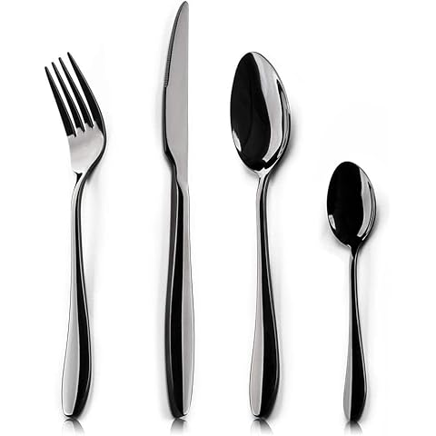 HaWare 24 Piece Black Cutlery Set Cover